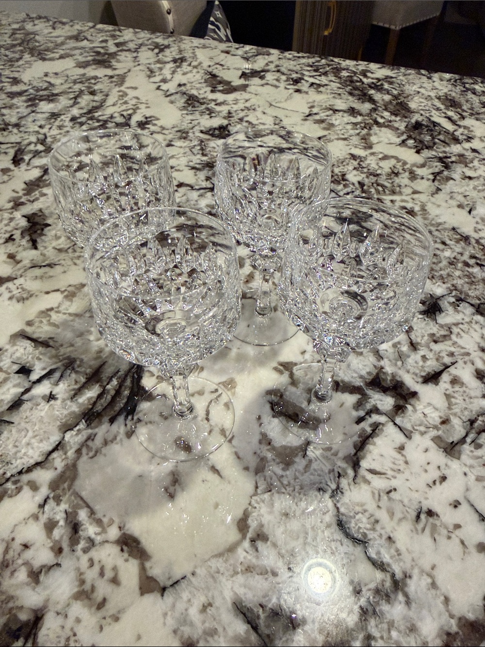 Set of 4 Vintage Nachtmann "Patrizia" Crystal White Wine Glasses 5 1/4" Tall